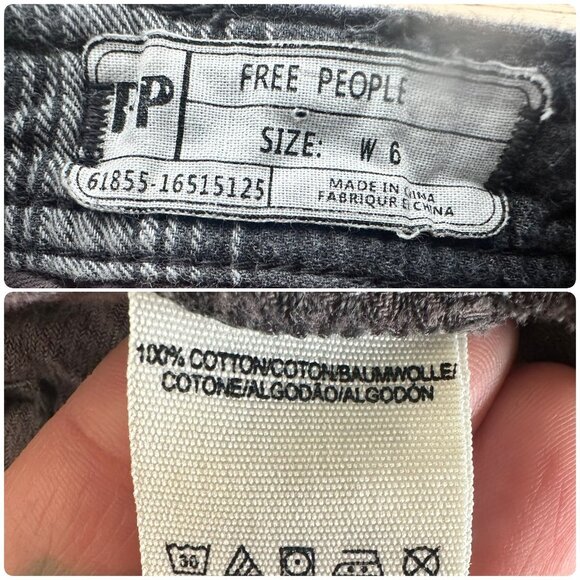 Free People Plaid Academia Rockstar Utility Pants Women 6 Black Y2K Grunge Lined - Picture 4 of 14